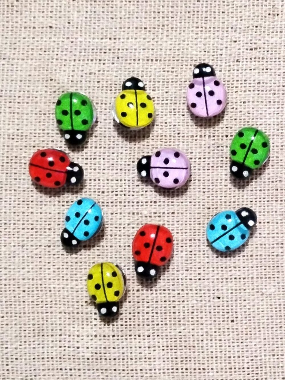 10 Pcs Cute Multi Colored Lady Bugs Decorative Memo Bulletin Board Push Pins